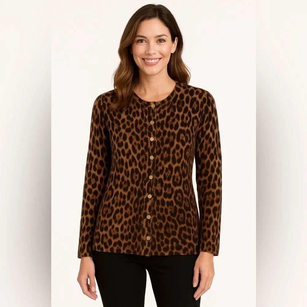 Doncaster Cashmere Leopard Print Cardigan